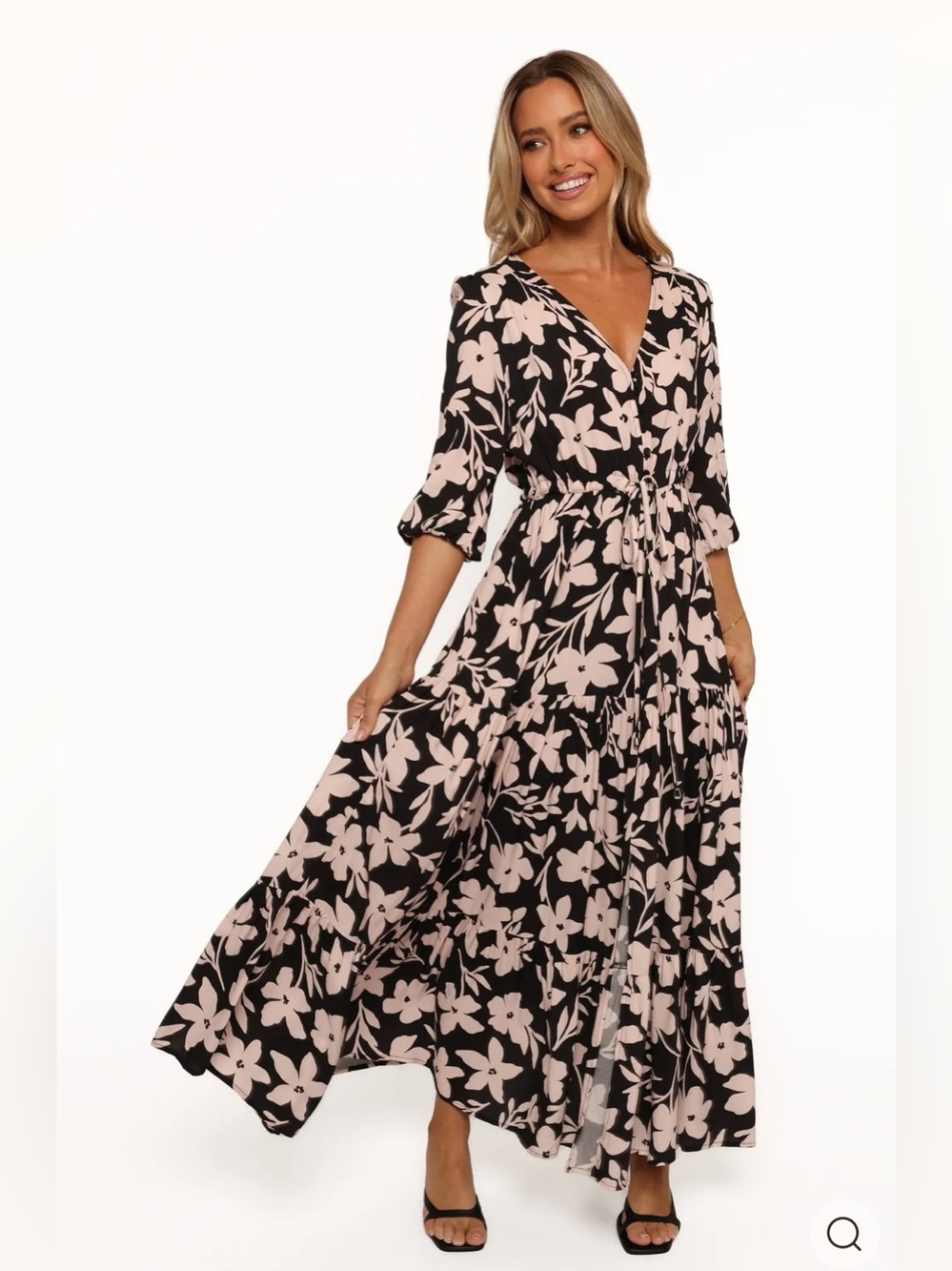 Petal & Pup Kelda Maxi Dress with Blush Floral Print Small